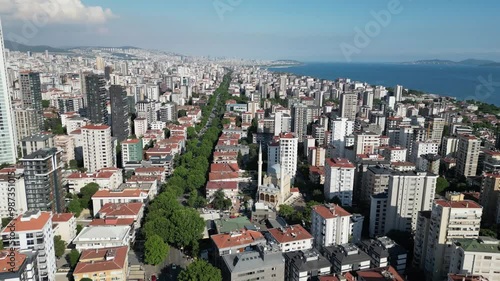 Istanbul city view, Istanbul skyscrapers and houses, Istanbul Camlıca Mosque, Beyoğlu Cihangir and Kadıkoy Bagdat Street drone shooting. Bagdat Street aerial view photo