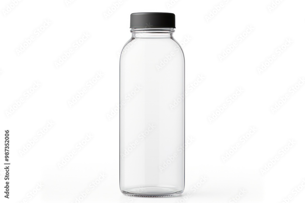 A sleek minimalist glass water bottle with a smooth, rounded surface and a modern design. A sleek minimalist glass water bottle with a smooth, rounded surface and a modern design.