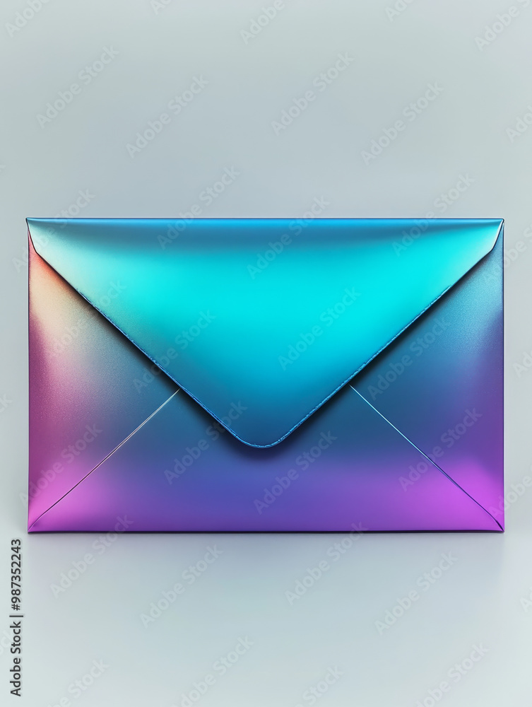 Colorful gradient metallic envelope on a soft background Colorful gradient metallic envelope on a soft background