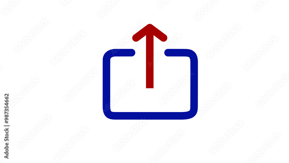 Document file upload or transfer process with red arrow icon. Simple upload symbol on white background Document file upload or transfer process with red arrow icon. Simple upload symbol on white background