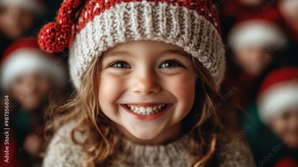 A young child with sparkling eyes and a bright smile poses in cozy winter clothing, embracing the holiday spirit and joy of the festive season surrounding them. A young child with sparkling eyes and a bright smile poses in cozy winter clothing, embracing the holiday spirit and joy of the festive season surrounding them.