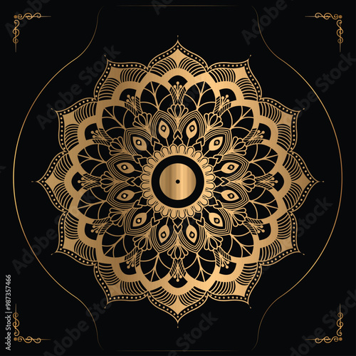  Luxury mandala design gold color Vector