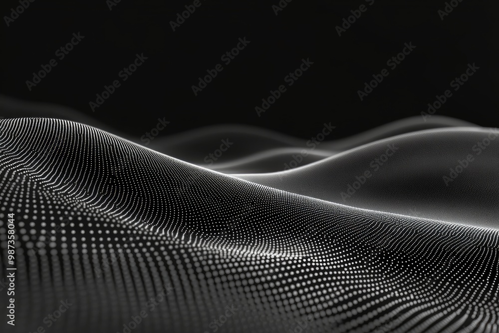 Experience the elegance of a wave of round, small particles flowing seamlessly in an abstract design Experience the elegance of a wave of round, small particles flowing seamlessly in an abstract design