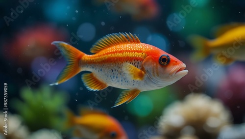 Colorful fish with a bokeh background.