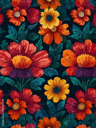 Colorful floral pattern background.