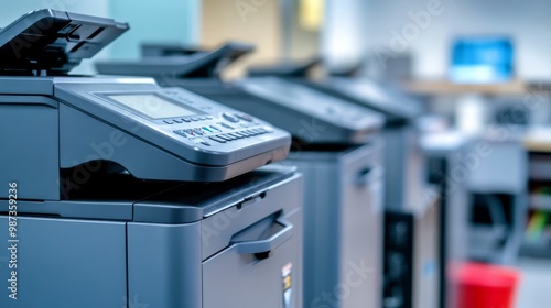 copier and printer, Turn off the copier and photocopier, as well as any additional office supplies that are used for Xeroxing, printing copies, scanning documents, and duplicating paper. photo