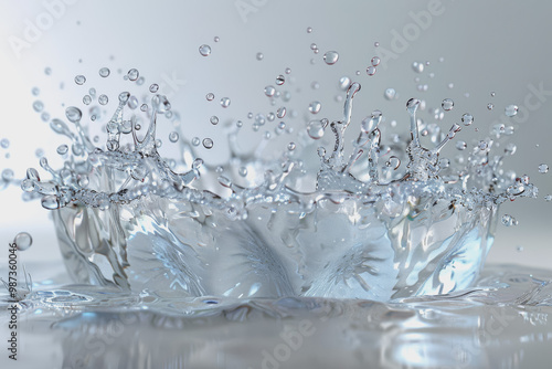 of water splashing isolated on a white background, full view in center.