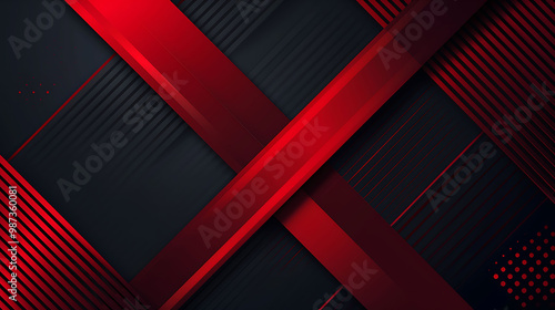 Abstract design featuring red and black geometric shapes