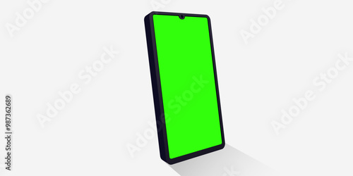 Smartphone with green screen is suitable for advertising mockup elements and social media posts.