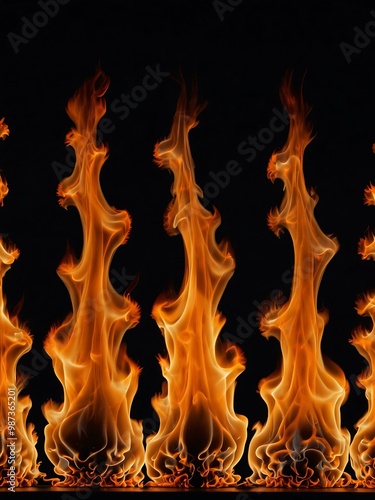 Dancing flames against a black backdrop.