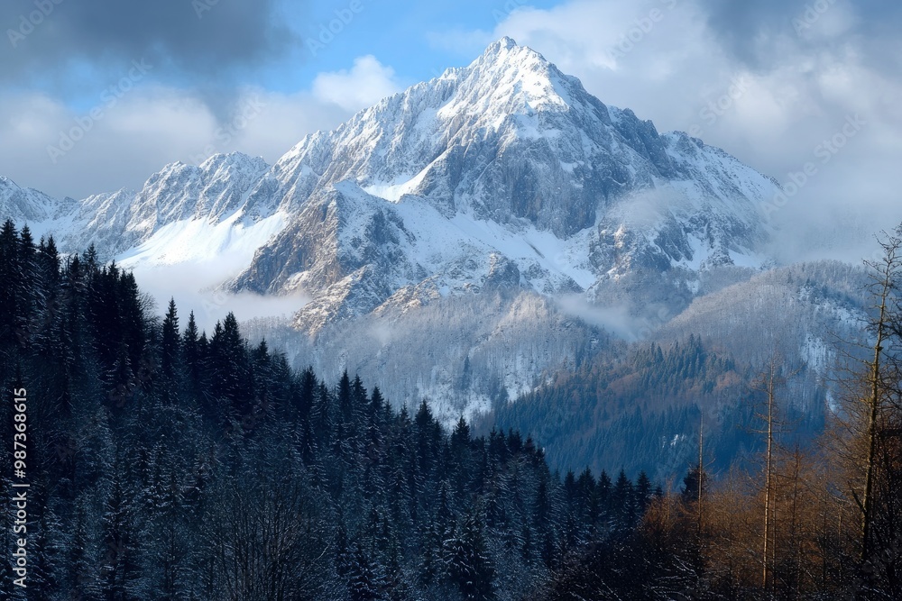 Mountain peak in snow, Zakopane, Poland, ai Mountain peak in snow, Zakopane, Poland, ai