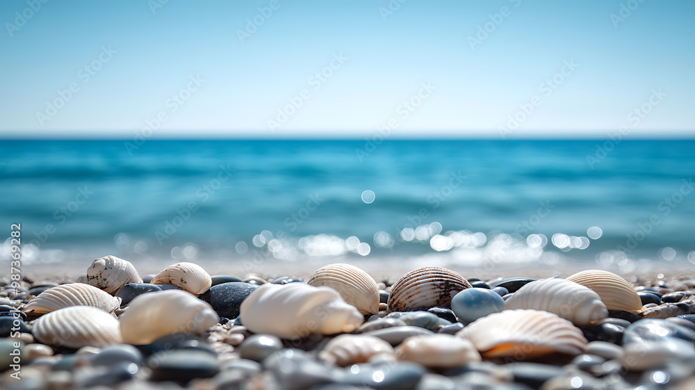 A close-up of seashells and smooth stones scattered on the sandy Black Sea beach, with clear blue waters softly blurred in the background, capturing the natural treasures of the coastline. A close-up of seashells and smooth stones scattered on the sandy Black Sea beach, with clear blue waters softly blurred in the background, capturing the natural treasures of the coastline.