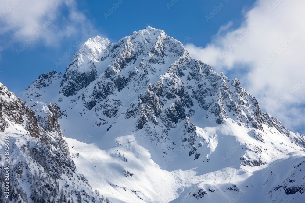 Fototapeta premium Mountain peak in snow, Zakopane, Poland, ai