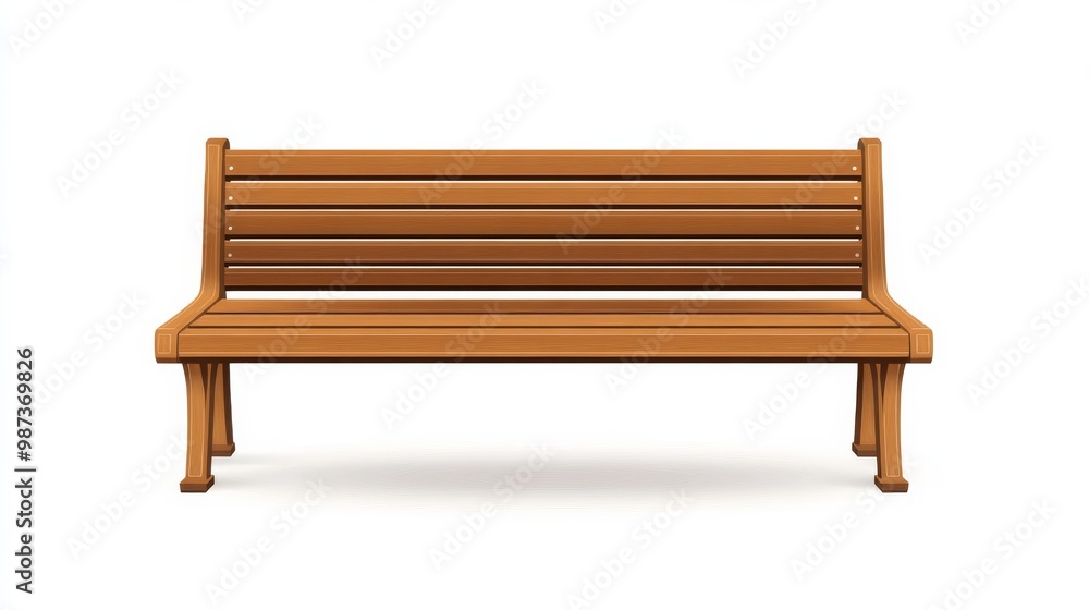 A simple wooden bench isolated on white background. A simple wooden bench isolated on white background.