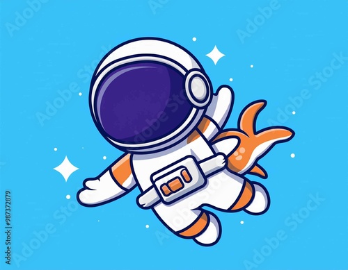 cute corgi astronaut flying cartoon vector