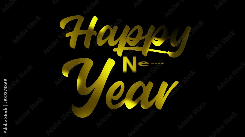 Text Animation of Happy New Year with Beautiful Lettering in Gold, White and Black Color on Transparent Background. Easy to Put into Any Video, 4K Footage, Animation, Motion Typography, Text Reveal Text Animation of Happy New Year with Beautiful Lettering in Gold, White and Black Color on Transparent Background. Easy to Put into Any Video, 4K Footage, Animation, Motion Typography, Text Reveal
