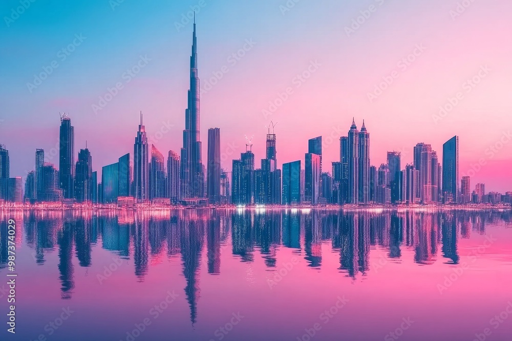 Dubai Marina boat ride views, where the glittering cityscape of downtown Dubai Dubai Marina boat ride views, where the glittering cityscape of downtown Dubai