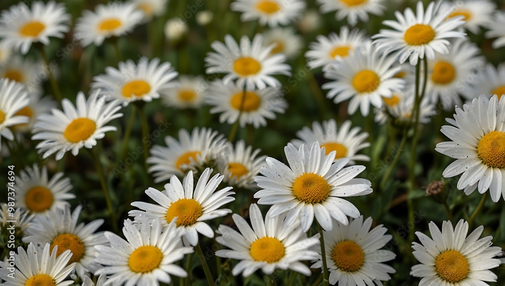 Field of daisies with white highlights, isolated. Field of daisies with white highlights, isolated.