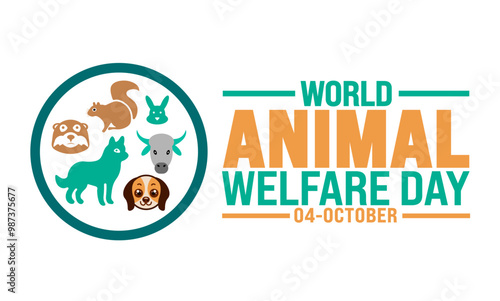 World Animal Welfare Day background or banner design template is observed every year in October. Holiday concept. Template for card, poster, placard, template. eps 10
