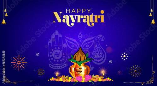 Navratri Kalash sthapna and Durga Puja background.