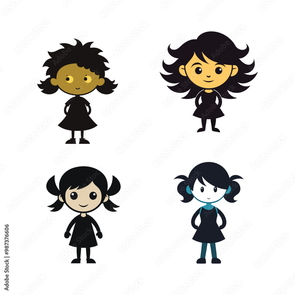 Cartoon girl sihlouette design Cartoon girl sihlouette design