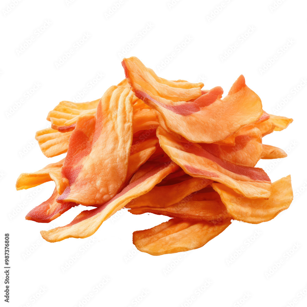 bacon chips isolated on white background bacon chips isolated on white background