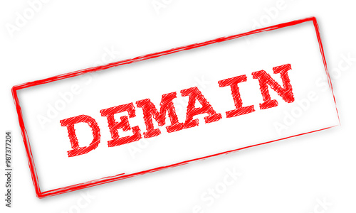 Timbre rouge avec le mot "Demain"
