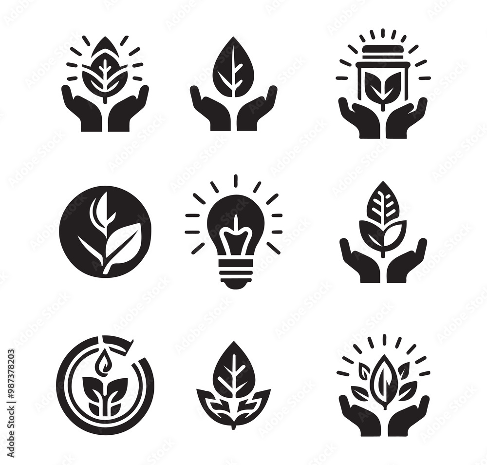 Naklejka premium Eco icons set. Collection of eco icons. Vector illustration.