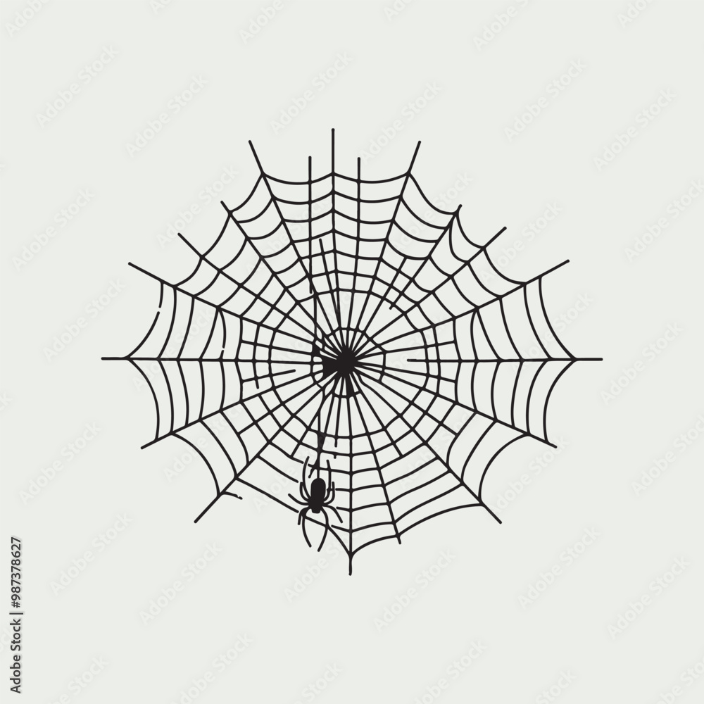 Obraz premium Hand-drawn spider web clipart halloween doodle stock vector illustration 
