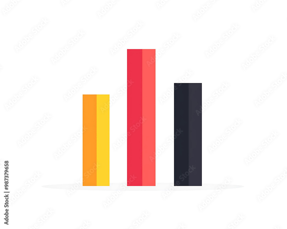 Minimalist bar chart with three bars, flat design on a white background Minimalist bar chart with three bars, flat design on a white background