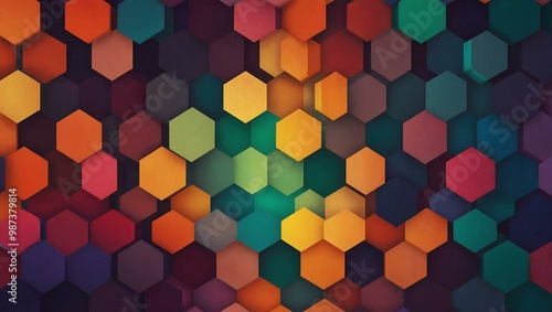 Wallpaper Mural Geometric hexagon pattern in gradient colors. Torontodigital.ca