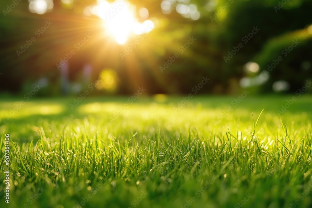 Close-Up of Dewy Grass with Soft Focus Background Close-Up of Dewy Grass with Soft Focus Background