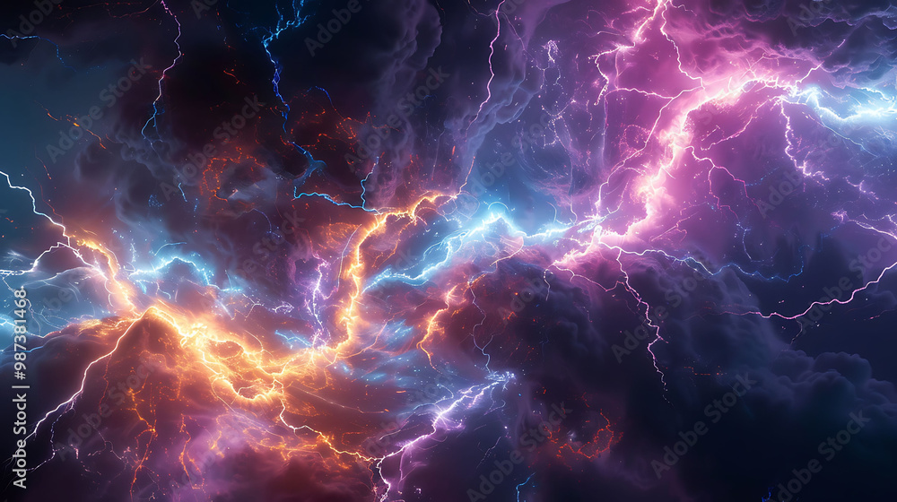 Powerful electricity bolt radiating vibrant dynamic energy Powerful electricity bolt radiating vibrant dynamic energy