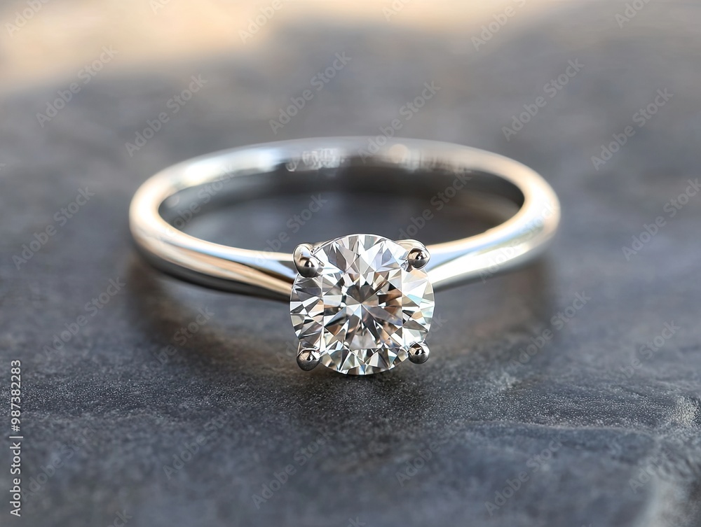 A diamond engagement ring with a flawless solitaire diamond, set in a sleek, modern band A diamond engagement ring with a flawless solitaire diamond, set in a sleek, modern band