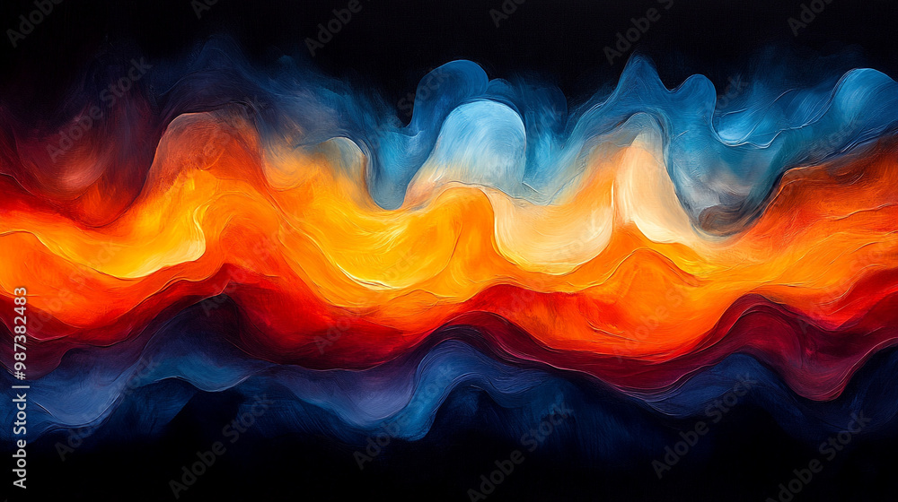 Obraz premium Vibrant abstract artwork featuring flowing waves of color, showcasing dynamic movement and intensity with rich hues and smooth textures.