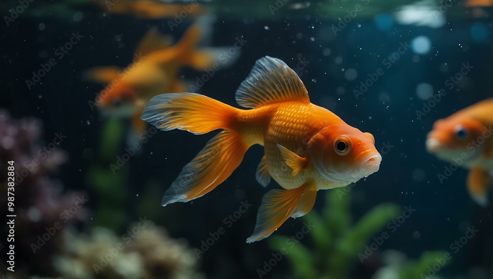 Goldfish swimming in an aquarium. Goldfish swimming in an aquarium.