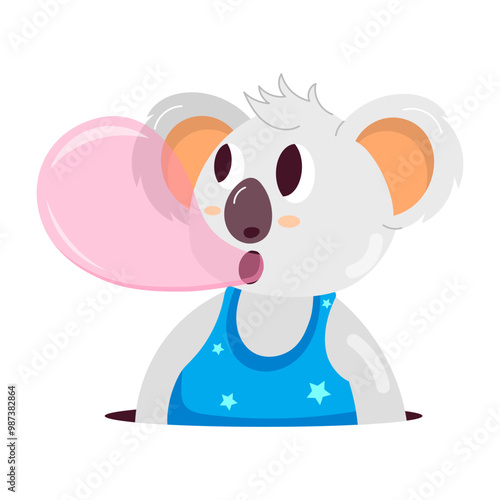 Photography Cute koala blowing bubble flat sticker