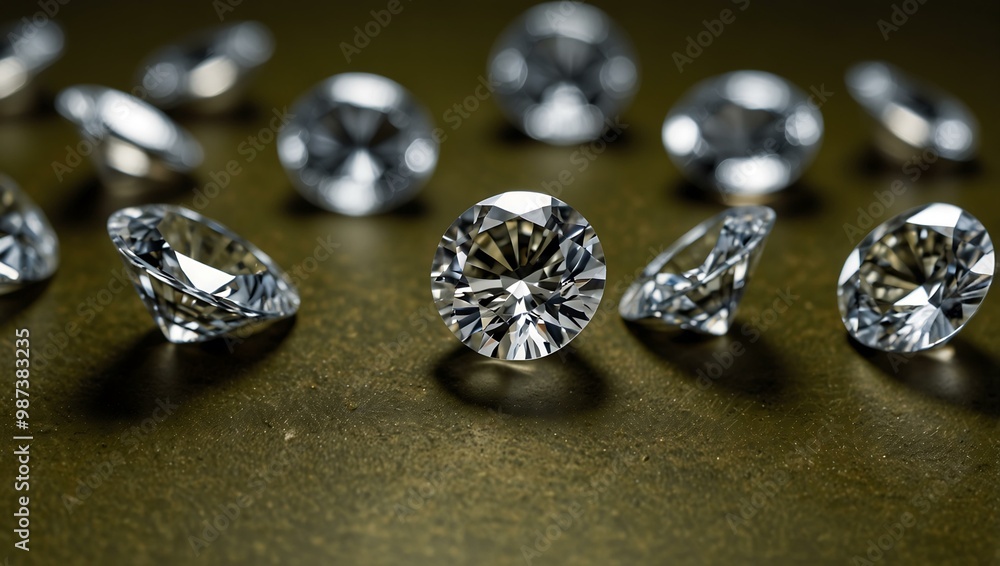 Graceful diamonds set against an olive surface. Graceful diamonds set against an olive surface.