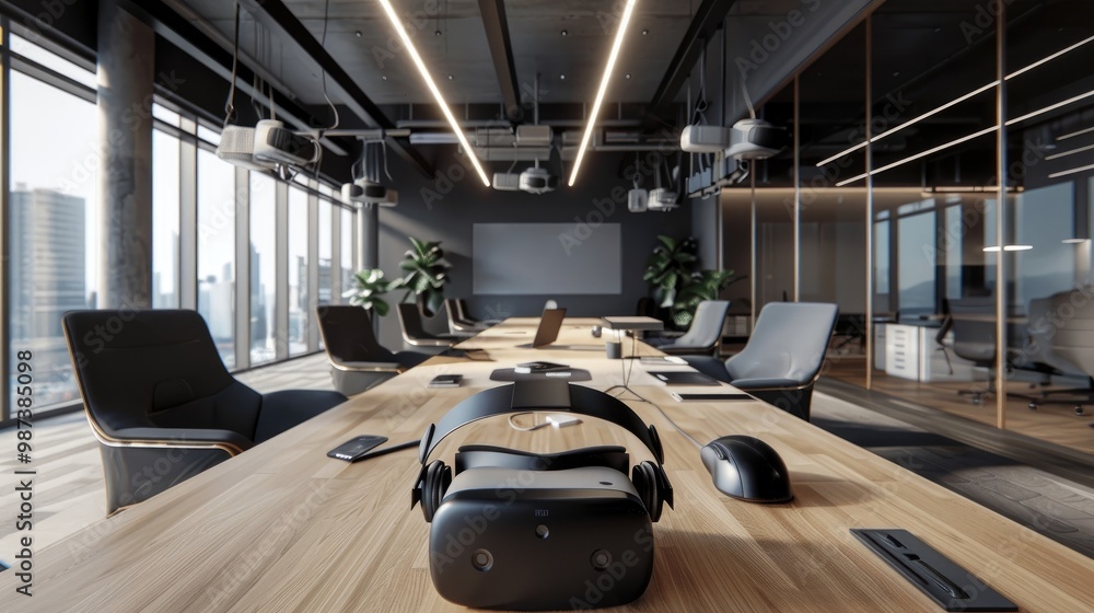 Fototapeta premium A sleek and modern office with a virtual reality room for immersive experiences