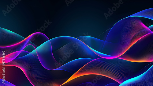 Abstract wave patterns in shades of blue, green, and purple