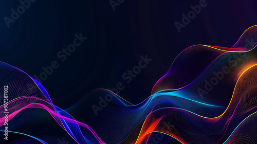 Abstract background with waves of blue, green, and purple