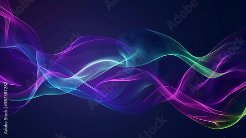 Flowing abstract waves in blue, green, and purple