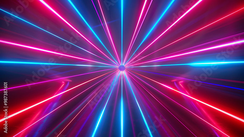 Dark corridor transformed by vibrant neon illumination