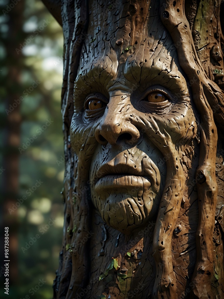 Hyper-realistic rendering of an ancient tree spirit. Hyper-realistic rendering of an ancient tree spirit.