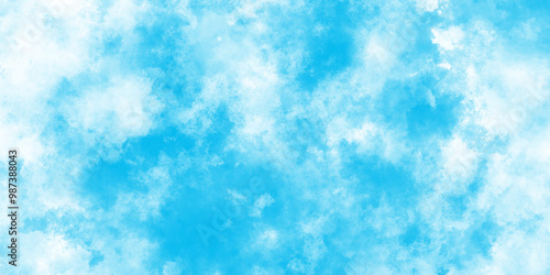 blue watercolor painting textured cloudy blue sky background, Natural Blue sky watercolor background texture for cover design, Grunge abstract cloudy blue smog texture art design.