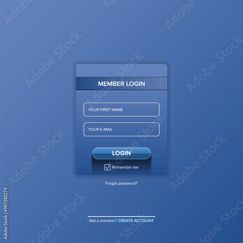 Login form web page design template or mock up. Mobile website ui vector elements set.