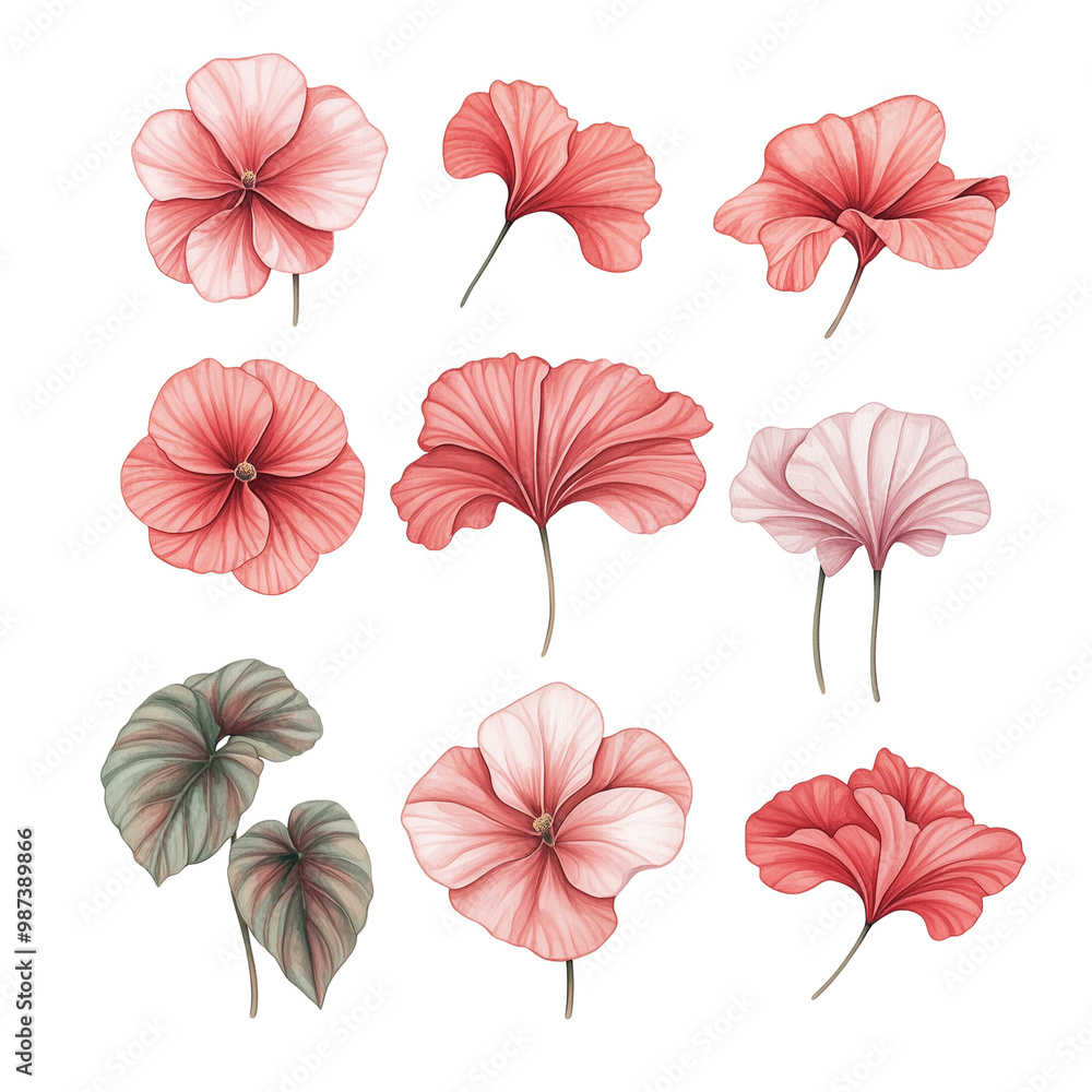 begonia hand drawn petal begonia hand drawn petal