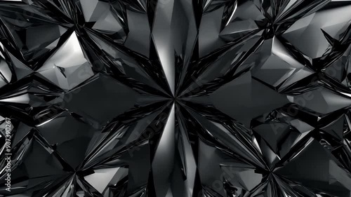 Black geometric background forming a star pattern with reflections