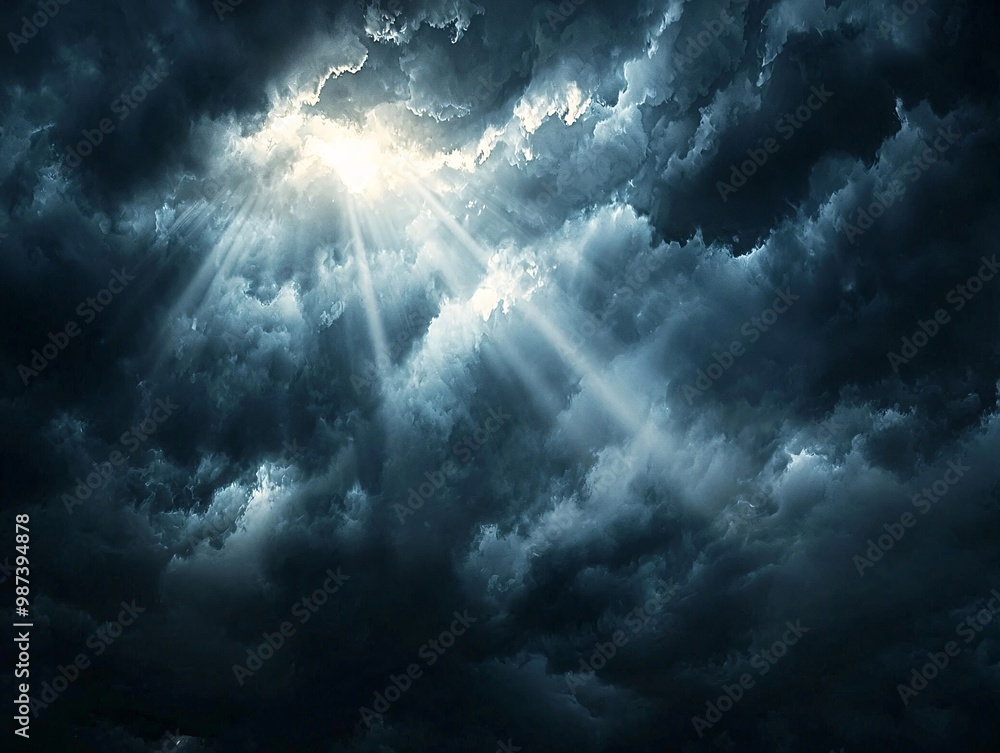 Fototapeta premium Dark Clouds with Sun Breaking Through