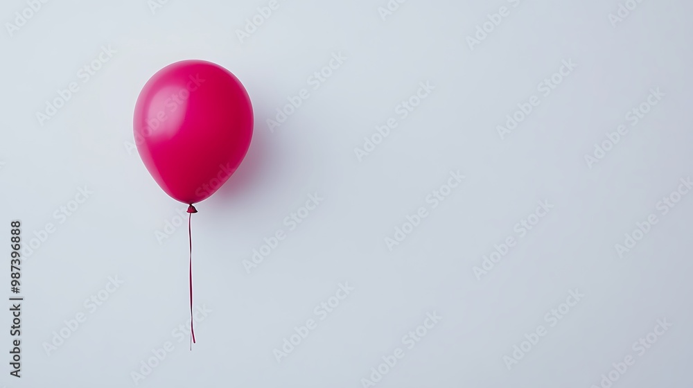 Isolated rubber balloon tied with a ribbon, flying in the air, perfect for birthday party decoration Isolated rubber balloon tied with a ribbon, flying in the air, perfect for birthday party decoration